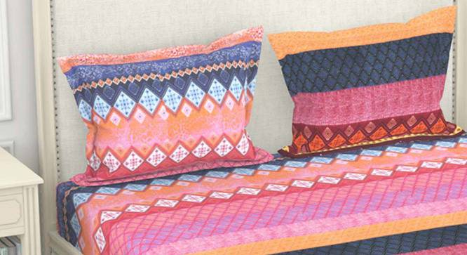 Rivka Multicoloured Geometric 192 TC Microfiber King Size Bedsheet with 2 Pillow Covers (King Size) by Urban Ladder - Front View Design 1 - 522198