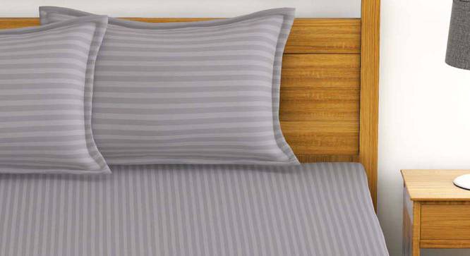 Vada Silver/Grey Abstract 210 TC Cotton King Size Bedsheet with 2 Pillow Covers (King Size) by Urban Ladder - Front View Design 1 - 522296
