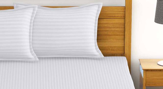 Keily White Abstract 210 TC Cotton King Size Bedsheet with 2 Pillow Covers (King Size) by Urban Ladder - Front View Design 1 - 522315