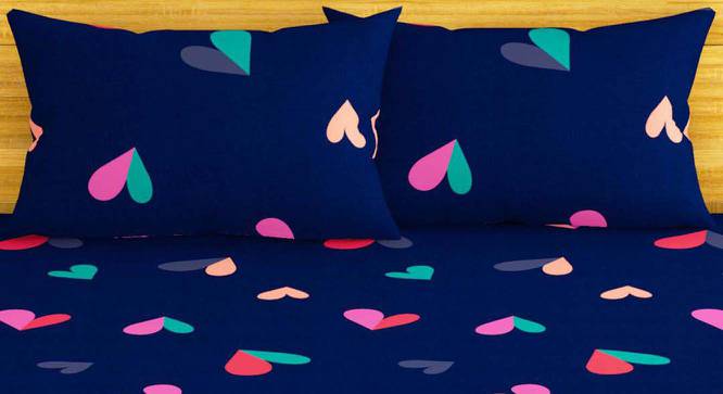 Kori Navy/Blue Abstract 152 TC Microfiber Double Size Bedsheet with 2 Pillow Covers (Double Size) by Urban Ladder - Cross View Design 1 - 522374