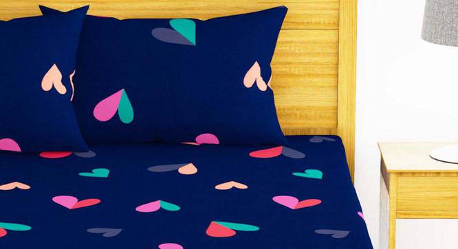 Kori Navy/Blue Abstract 152 TC Microfiber Double Size Bedsheet with 2 Pillow Covers (Double Size) by Urban Ladder - Front View Design 1 - 522393
