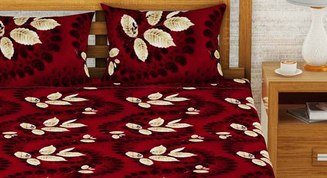 Chase Red/Beige Floral 152 TC Microfiber Double Size Bedsheet with 2 Pillow Covers (Double Size) by Urban Ladder - Front View Design 1 - 522410