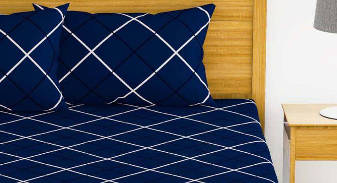 Noemi Navy Abstract 152 TC Microfiber Double Size Bedsheet with 2 Pillow Covers (Double Size) by Urban Ladder - Front View Design 1 - 522493