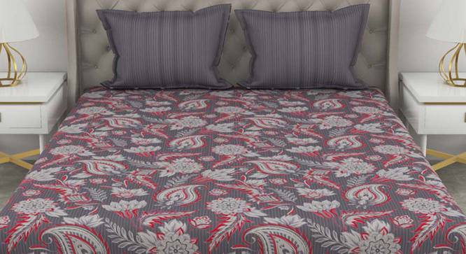 Addyson Grey Floral 210 TC Cotton King Size Bedsheet with 2 Pillow Covers (King Size) by Urban Ladder - Cross View Design 1 - 522574