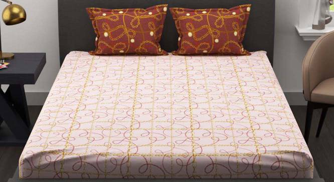 Tristan Pink/Gold Abstract 144 TC Cotton Double Size Bedsheet with 2 Pillow Covers (Double Size) by Urban Ladder - Cross View Design 1 - 522685