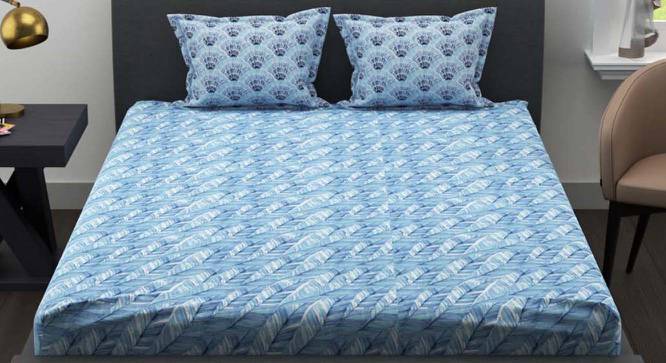 Graham Blue Floral 144 TC Cotton Double Size Bedsheet with 2 Pillow Covers (Double Size) by Urban Ladder - Cross View Design 1 - 522686