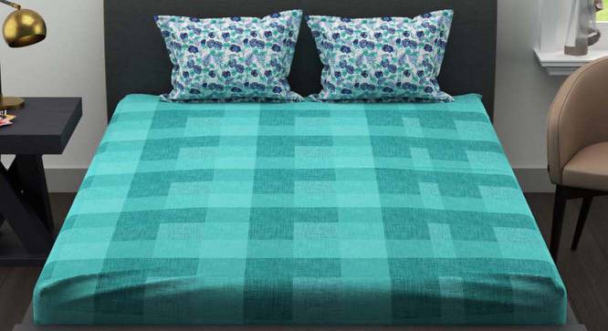 Atlas Aqua/Blue Abstract 144 TC Cotton Double Size Bedsheet with 2 Pillow Covers (Double Size) by Urban Ladder - Cross View Design 1 - 522689