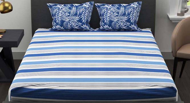 Barrett Blue Abstract 144 TC Cotton Double Size Bedsheet with 2 Pillow Covers (Double Size) by Urban Ladder - Cross View Design 1 - 522691