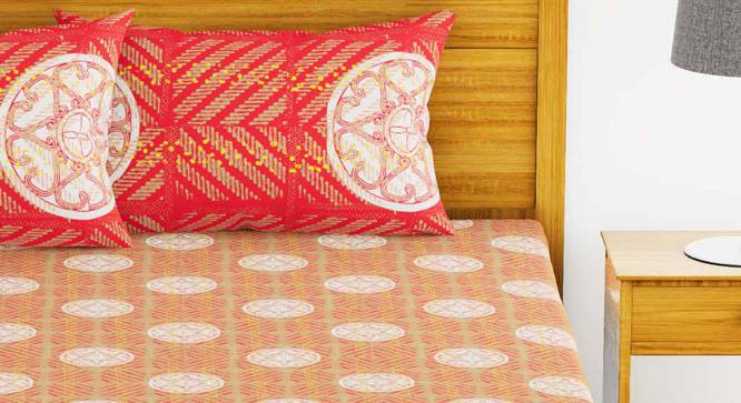 Julissa Rust Abstract 210 TC Cotton King Size Bedsheet with 2 Pillow Covers (King Size) by Urban Ladder - Front View Design 1 - 522694