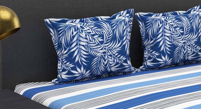 Barrett Blue Abstract 144 TC Cotton Double Size Bedsheet with 2 Pillow Covers (Double Size) by Urban Ladder - Front View Design 1 - 522721