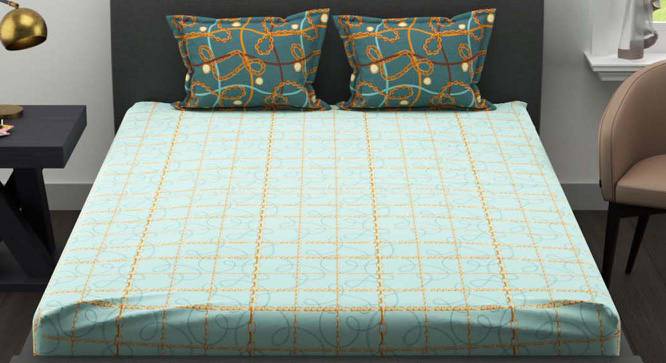 Abel Lightblue/Gold Abstract 144 TC Cotton Double Size Bedsheet with 2 Pillow Covers (Double Size) by Urban Ladder - Cross View Design 1 - 522726