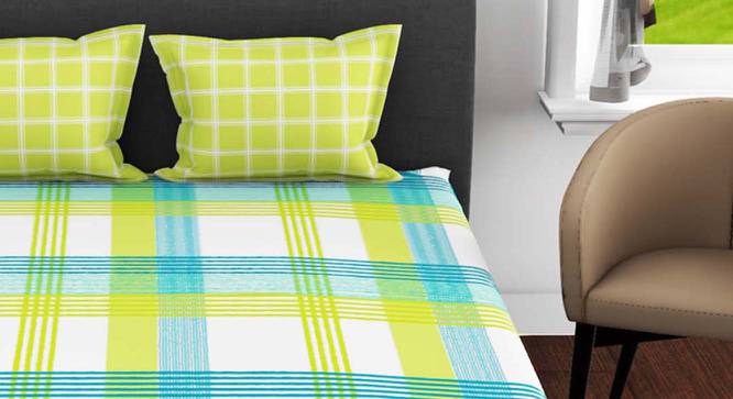 Simone Green/Lime Abstract 144 TC Cotton Double Size Bedsheet with 2 Pillow Covers (Double Size) by Urban Ladder - Front View Design 1 - 522738