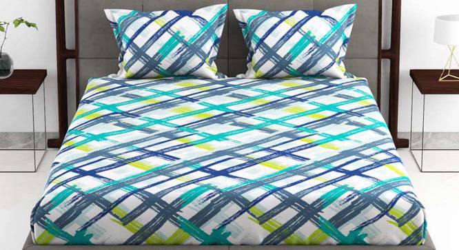 Promise Blue/Green Abstract 180 TC Cotton King Size Bedsheet with 2 Pillow Covers (King Size) by Urban Ladder - Cross View Design 1 - 522813