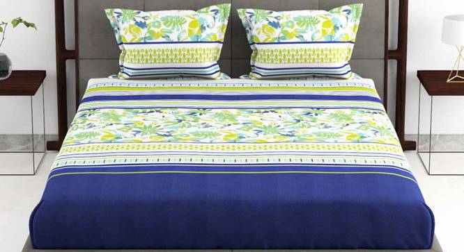 Fallon Green/Blue Floral 180 TC Cotton King Size Bedsheet with 2 Pillow Covers (King Size) by Urban Ladder - Cross View Design 1 - 522817