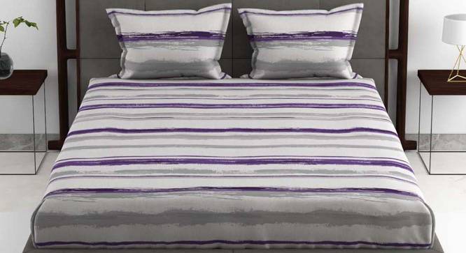 Zaria Grey/Purple Abstract 180 TC Cotton King Size Bedsheet with 2 Pillow Covers (King Size) by Urban Ladder - Cross View Design 1 - 522819