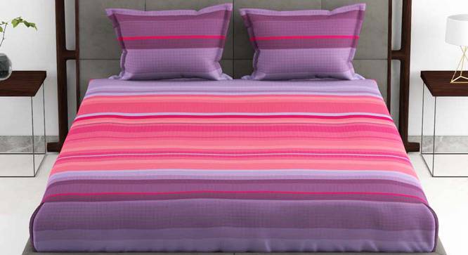 Ila Peach/Purple Abstract 180 TC Cotton King Size Bedsheet with 2 Pillow Covers (King Size) by Urban Ladder - Cross View Design 1 - 522821