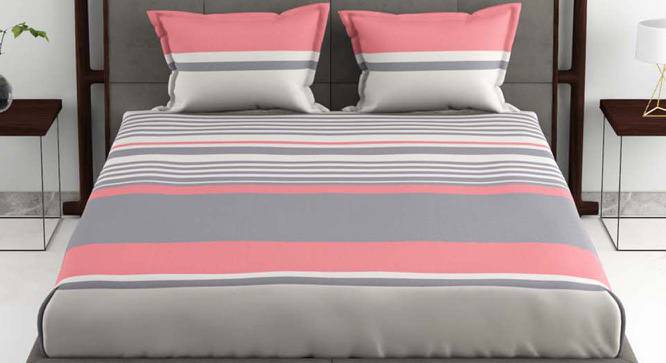 Myles Grey/Peach Abstract 180 TC Cotton King Size Bedsheet with 2 Pillow Covers (King Size) by Urban Ladder - Cross View Design 1 - 522823