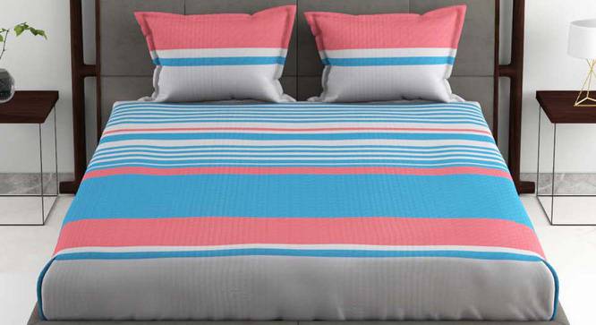 Diego Blue/Red Abstract 180 TC Cotton King Size Bedsheet with 2 Pillow Covers (King Size) by Urban Ladder - Cross View Design 1 - 522824