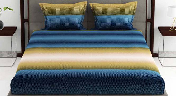 Legend Aqua/Gold Abstract 180 TC Cotton King Size Bedsheet with 2 Pillow Covers (King Size) by Urban Ladder - Cross View Design 1 - 522826