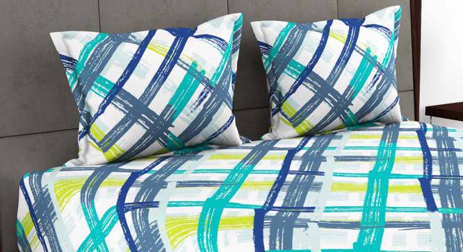 Promise Blue/Green Abstract 180 TC Cotton King Size Bedsheet with 2 Pillow Covers (King Size) by Urban Ladder - Front View Design 1 - 522833