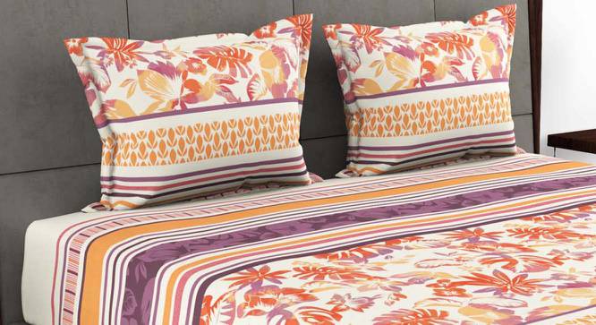Halle Orange/Plum Floral 180 TC Cotton King Size Bedsheet with 2 Pillow Covers (King Size) by Urban Ladder - Front View Design 1 - 522836