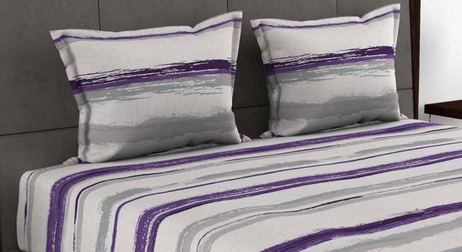 Zaria Grey/Purple Abstract 180 TC Cotton King Size Bedsheet with 2 Pillow Covers (King Size) by Urban Ladder - Front View Design 1 - 522839
