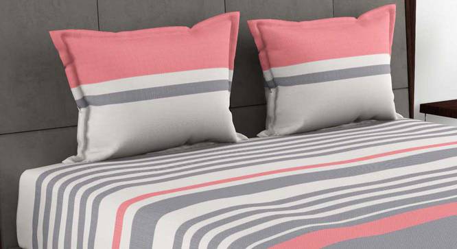 Myles Grey/Peach Abstract 180 TC Cotton King Size Bedsheet with 2 Pillow Covers (King Size) by Urban Ladder - Front View Design 1 - 522843