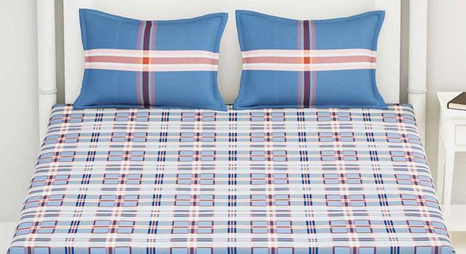 Austin Cobalt Blue Abstract 144  TC Cotton King Size Bedsheet with 2 Pillow Covers (King Size) by Urban Ladder - Cross View Design 1 - 522920