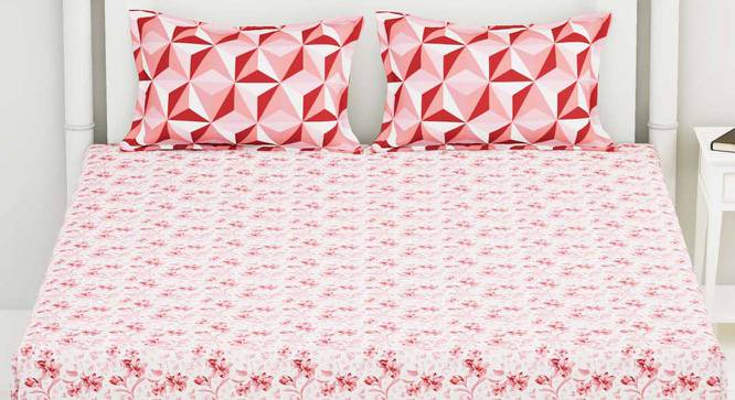 Xavier Pink/White Floral 144  TC Cotton King Size Bedsheet with 2 Pillow Covers (King Size) by Urban Ladder - Cross View Design 1 - 522923