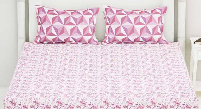 Kai Purple/White Floral 144  TC Cotton King Size Bedsheet with 2 Pillow Covers (King Size) by Urban Ladder - Cross View Design 1 - 522924