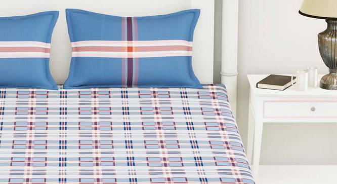 Austin Cobalt Blue Abstract 144  TC Cotton King Size Bedsheet with 2 Pillow Covers (King Size) by Urban Ladder - Front View Design 1 - 522940