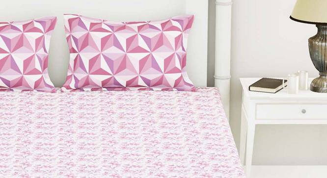 Kai Purple/White Floral 144  TC Cotton King Size Bedsheet with 2 Pillow Covers (King Size) by Urban Ladder - Front View Design 1 - 522944