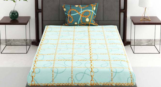 Jesus Lightblue/Gold Abstract 144 TC Cotton Single Size Bedsheet with 1 Pillow Cover (Single Size) by Urban Ladder - Cross View Design 1 - 523018