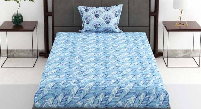 Theo Blue Floral 144 TC Cotton Single Size Bedsheet with 1 Pillow Cover (Single Size) by Urban Ladder - Cross View Design 1 - 523021