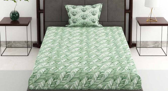 Matteo Sage Floral 144 TC Cotton Single Size Bedsheet with 1 Pillow Cover (Single Size) by Urban Ladder - Cross View Design 1 - 523023