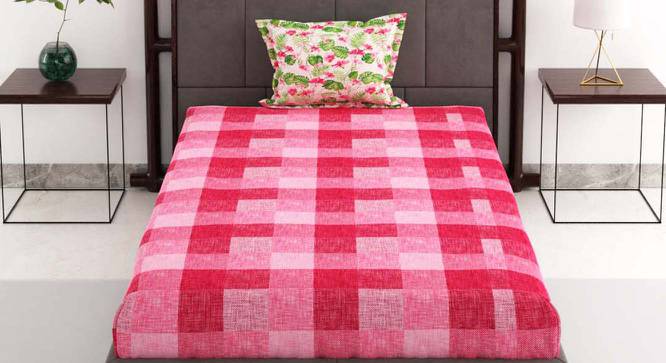 Emiliano Pink Abstract 144 TC Cotton Single Size Bedsheet with 1 Pillow Cover (Single Size) by Urban Ladder - Cross View Design 1 - 523024