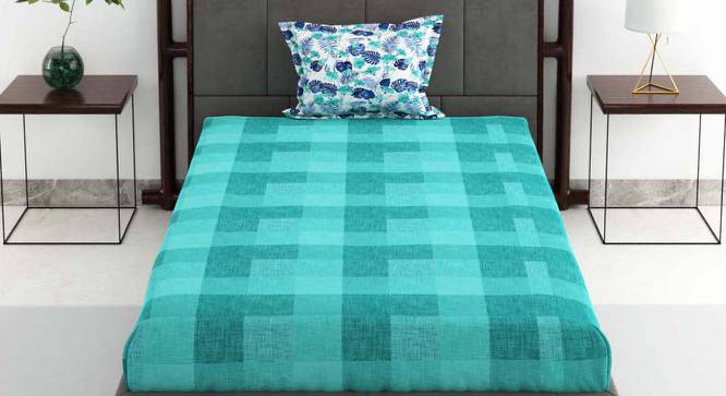 Hayden Aqua/Blue Abstract 144 TC Cotton Single Size Bedsheet with 1 Pillow Cover (Single Size) by Urban Ladder - Cross View Design 1 - 523026