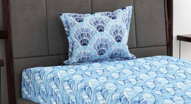 Theo Blue Floral 144 TC Cotton Single Size Bedsheet with 1 Pillow Cover (Single Size) by Urban Ladder - Front View Design 1 - 523041