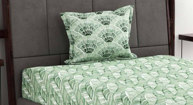 Matteo Sage Floral 144 TC Cotton Single Size Bedsheet with 1 Pillow Cover (Single Size) by Urban Ladder - Front View Design 1 - 523043
