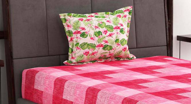 Emiliano Pink Abstract 144 TC Cotton Single Size Bedsheet with 1 Pillow Cover (Single Size) by Urban Ladder - Front View Design 1 - 523044