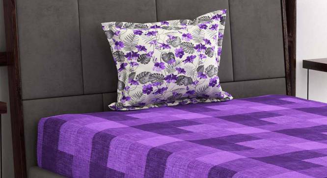 Dean Violet Abstract 144 TC Cotton Single Size Bedsheet with 1 Pillow Cover (Single Size) by Urban Ladder - Front View Design 1 - 523045