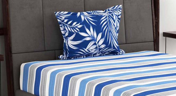 Brody Blue Abstract 144 TC Cotton Single Size Bedsheet with 1 Pillow Cover (Single Size) by Urban Ladder - Front View Design 1 - 523048