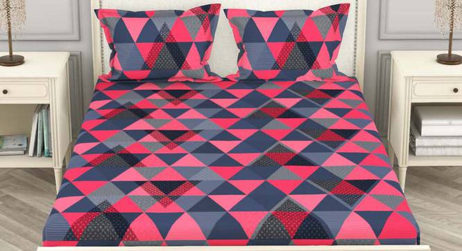 Nicholas Pink/Grey Geometric 110 TC Cotton Double Size Bedsheet with 2 Pillow Covers (Double Size) by Urban Ladder - Cross View Design 1 - 523127