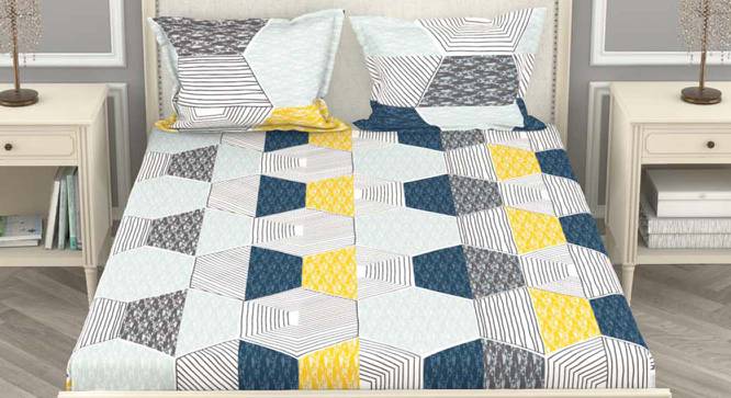 Adriel Multicoloured Geometric 110 TC Cotton Double Size Bedsheet with 2 Pillow Covers (Double Size) by Urban Ladder - Cross View Design 1 - 523229