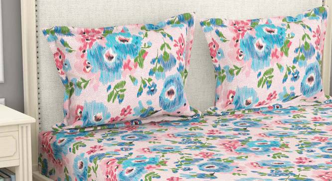 Zachary Blue Floral 110 TC Cotton Double Size Bedsheet with 2 Pillow Covers (Double Size) by Urban Ladder - Front View Design 1 - 523246
