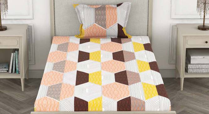 Max Multicoloured Geometric 110 TC Cotton Single Size Bedsheet with 1 Pillow Cover (Single Size) by Urban Ladder - Cross View Design 1 - 523317