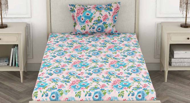 Carlos Blue Floral 110 TC Cotton Single Size Bedsheet with 1 Pillow Cover (Single Size) by Urban Ladder - Cross View Design 1 - 523319