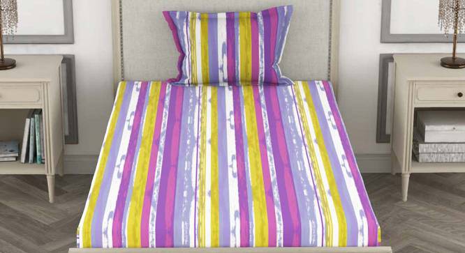 Jude Multicoloured Abstract 110 TC Cotton Single Size Bedsheet with 1 Pillow Cover (Single Size) by Urban Ladder - Cross View Design 1 - 523324