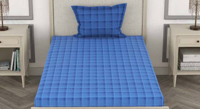 Rhett Blue Abstract 110 TC Cotton Single Size Bedsheet with 1 Pillow Cover (Single Size) by Urban Ladder - Cross View Design 1 - 523328