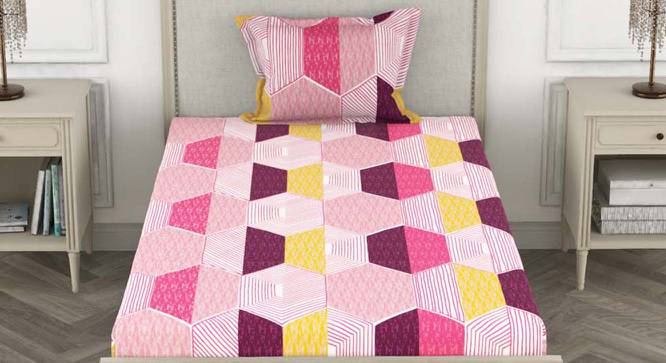 Karter Multicoloured Geometric 110 TC Cotton Single Size Bedsheet with 1 Pillow Cover (Single Size) by Urban Ladder - Cross View Design 1 - 523329